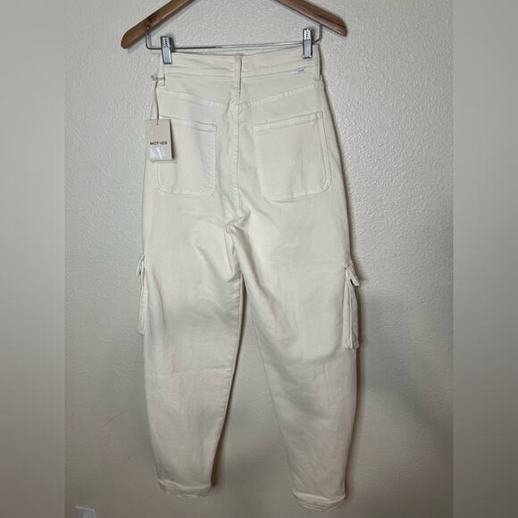 MOTHER The Curbside Cargo Flood Jeans in Egg Eggnog Cream NEW 26 - Picture 10 of 15